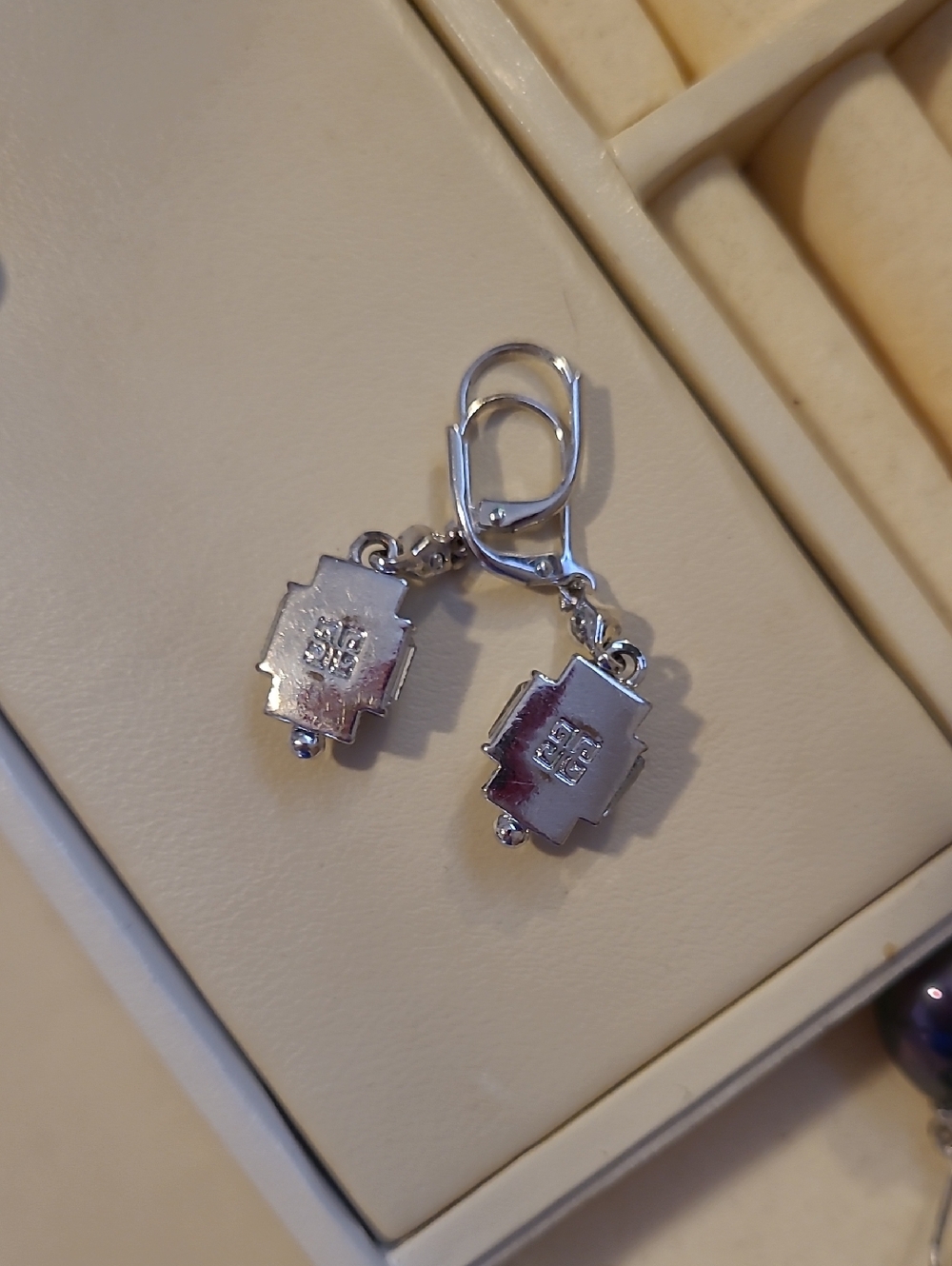 Silver Crystal Drop Earrings - Elegant Clear Stone Dangle - Picture 4 of 6